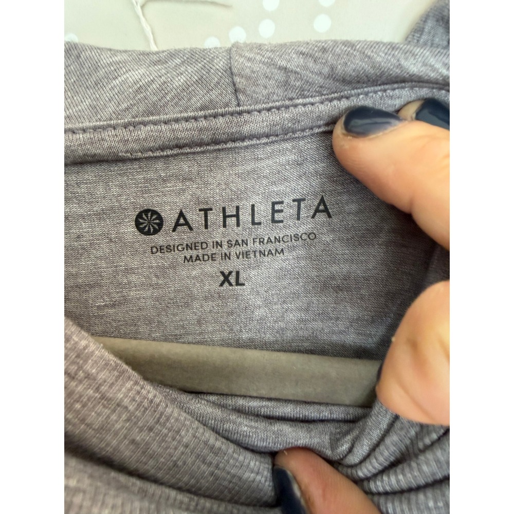 Athleta Hoodie Tunic Space Dye Cowl Neck Thumbhole Grey XL - Picture 2 of 7